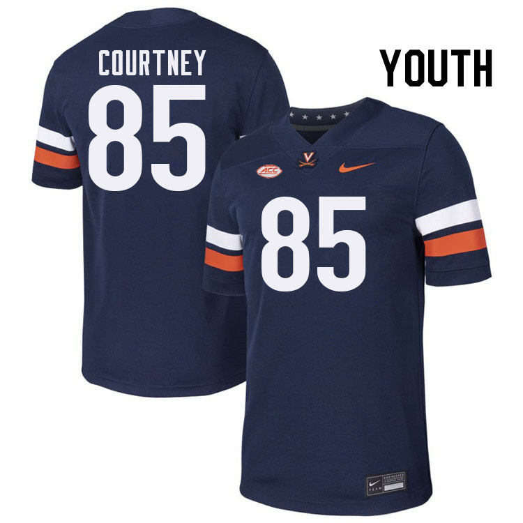 Youth Virginia Cavaliers #85 Kameron Courtney College Football Jerseys Stitched-Navy